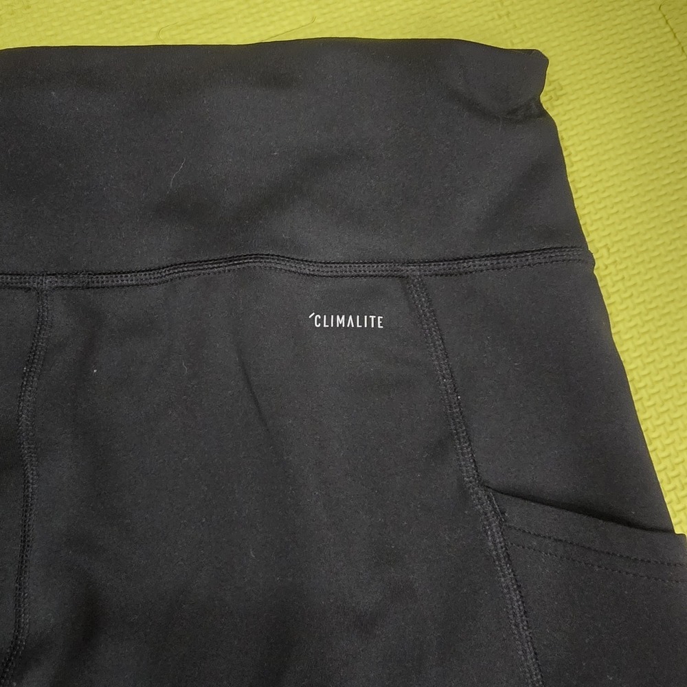 Adidas Women's Climalite 3-Stripe Leggings Black High Waisted Pockets Size L EUC - Picture 10 of 11